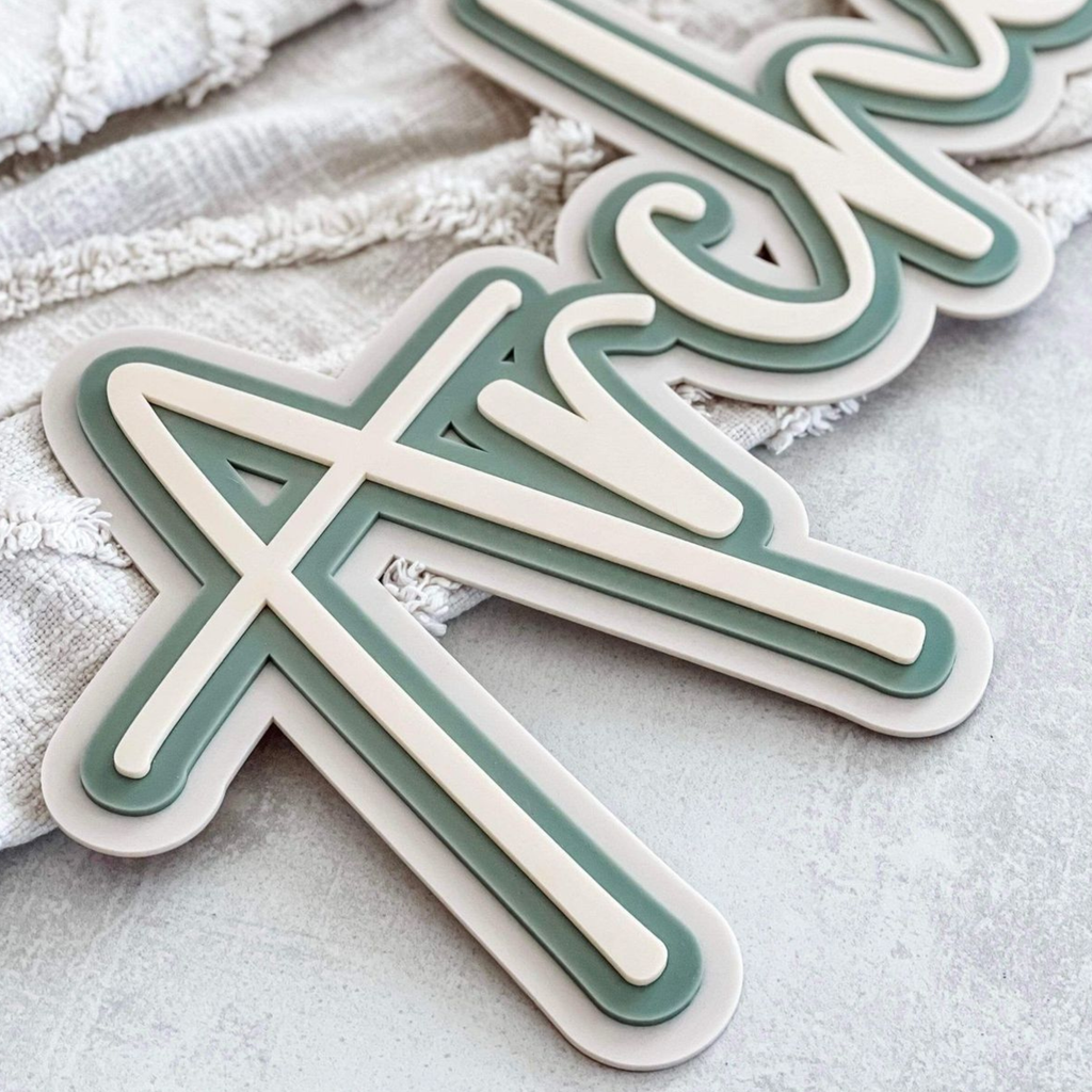 Triple Mounted Name Sign