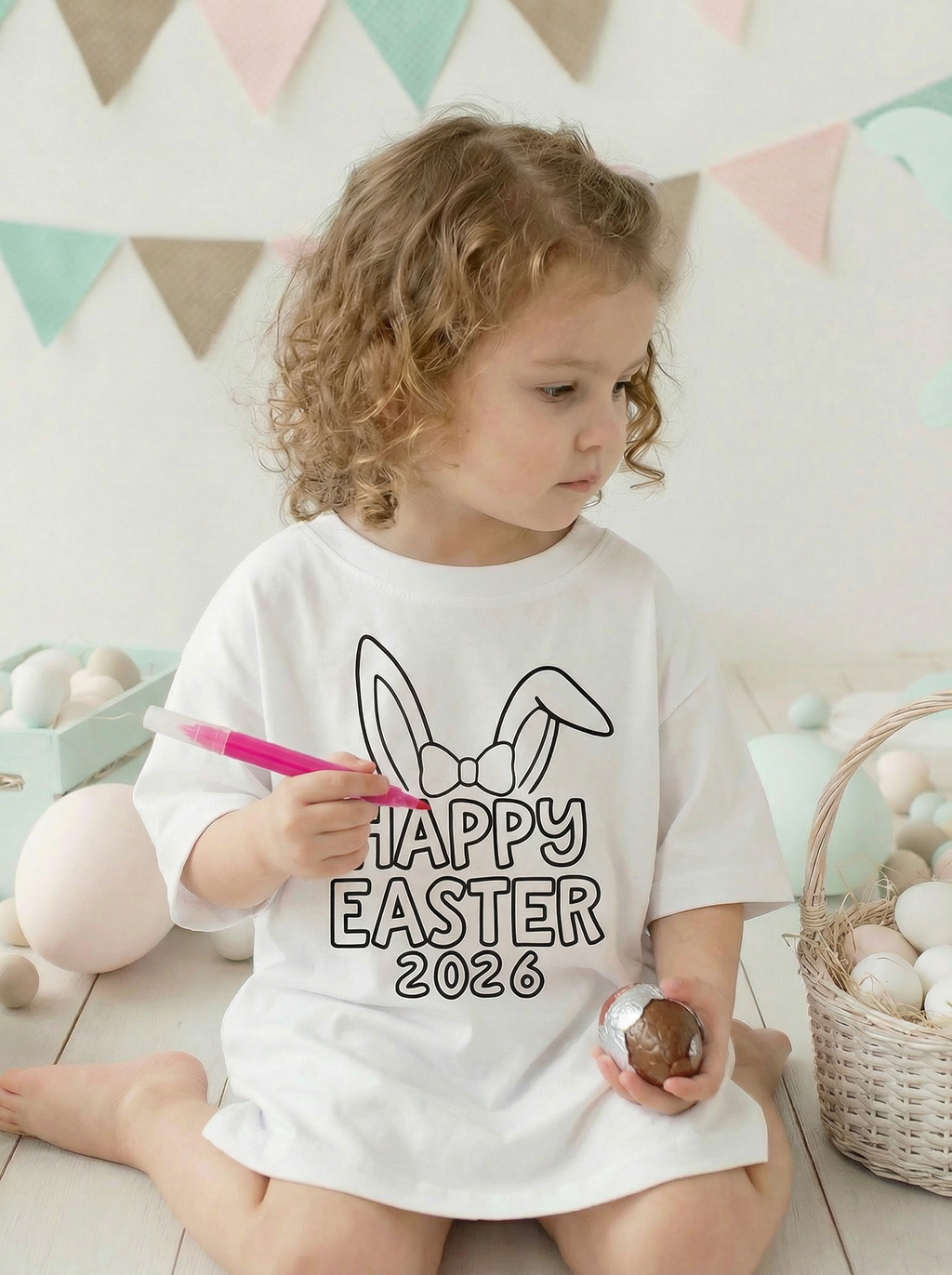 Colour-Me Easter Oversized White Tee 2026