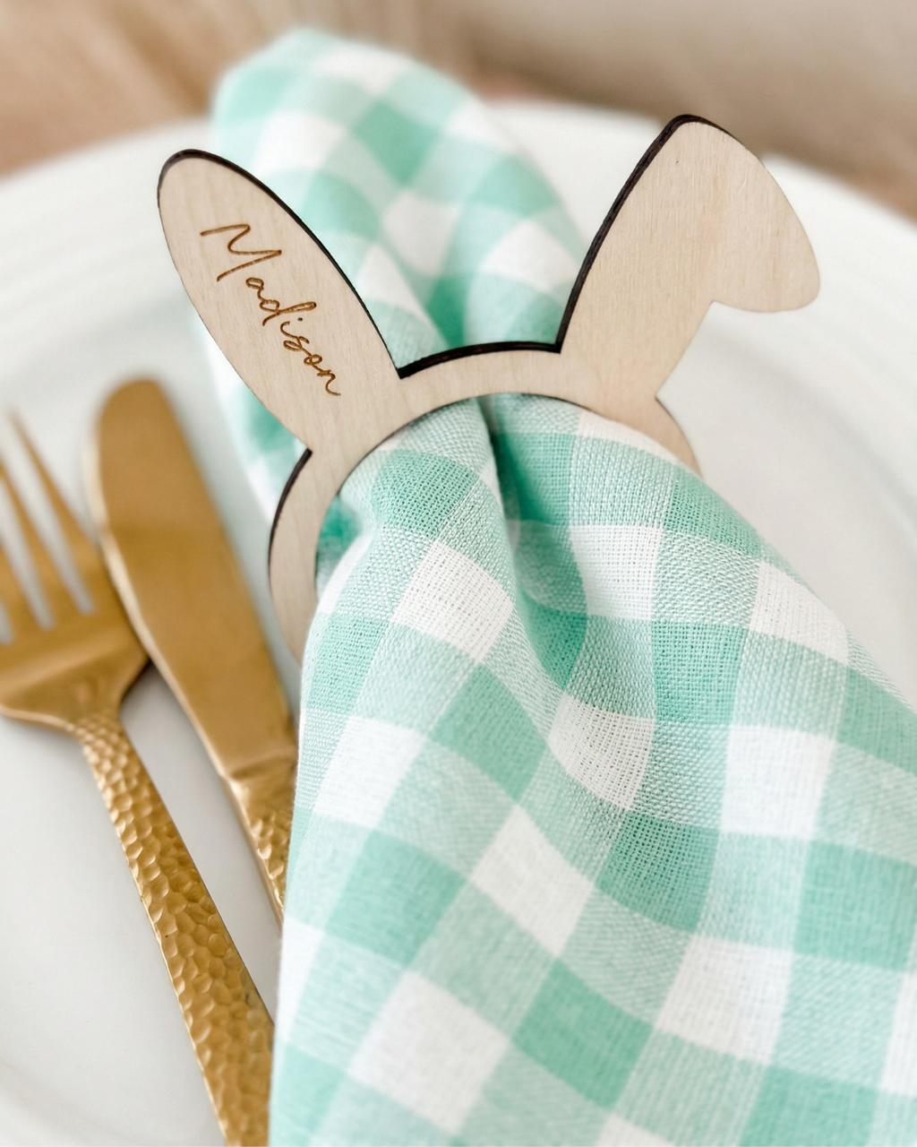 Easter Personalised Wooden Napkin Rings