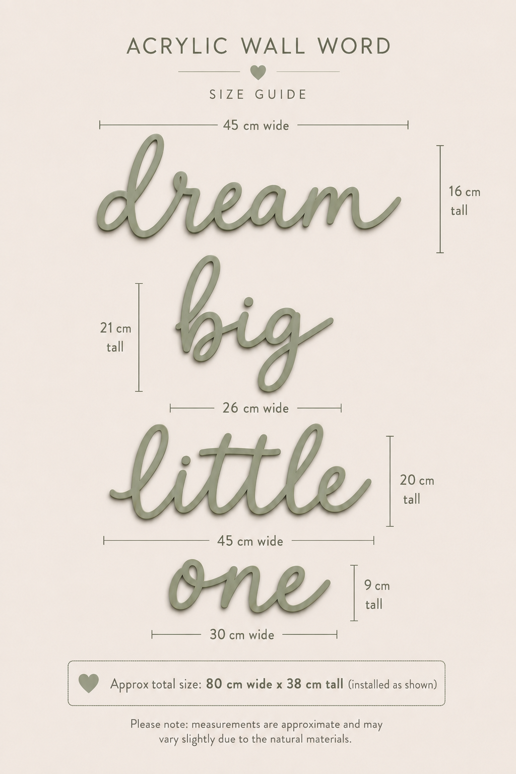 Dream big little one | Acrylic Wall Words