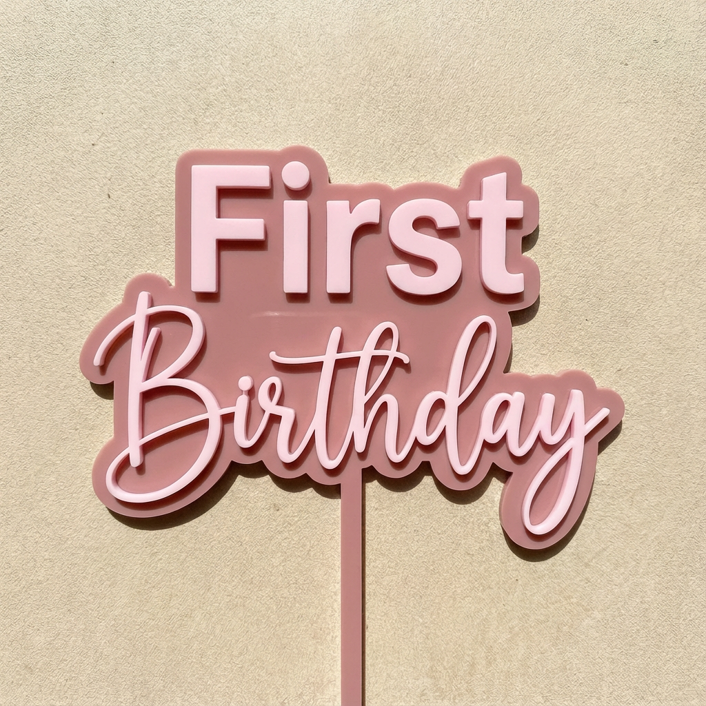 Double-Layer Acrylic Cake Topper – Custom Phrase / Name