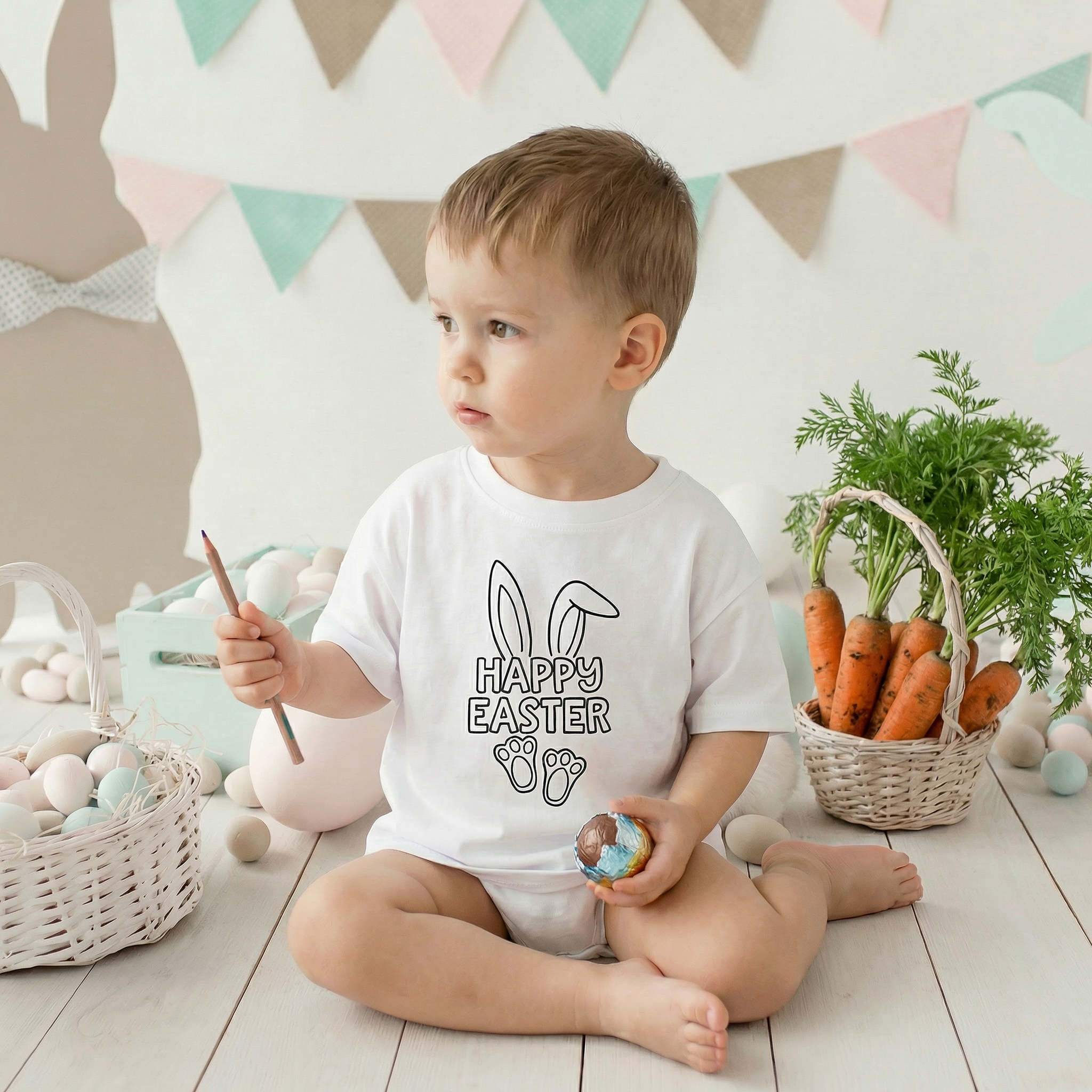 Colour-Me Easter Oversized White Tee 2026