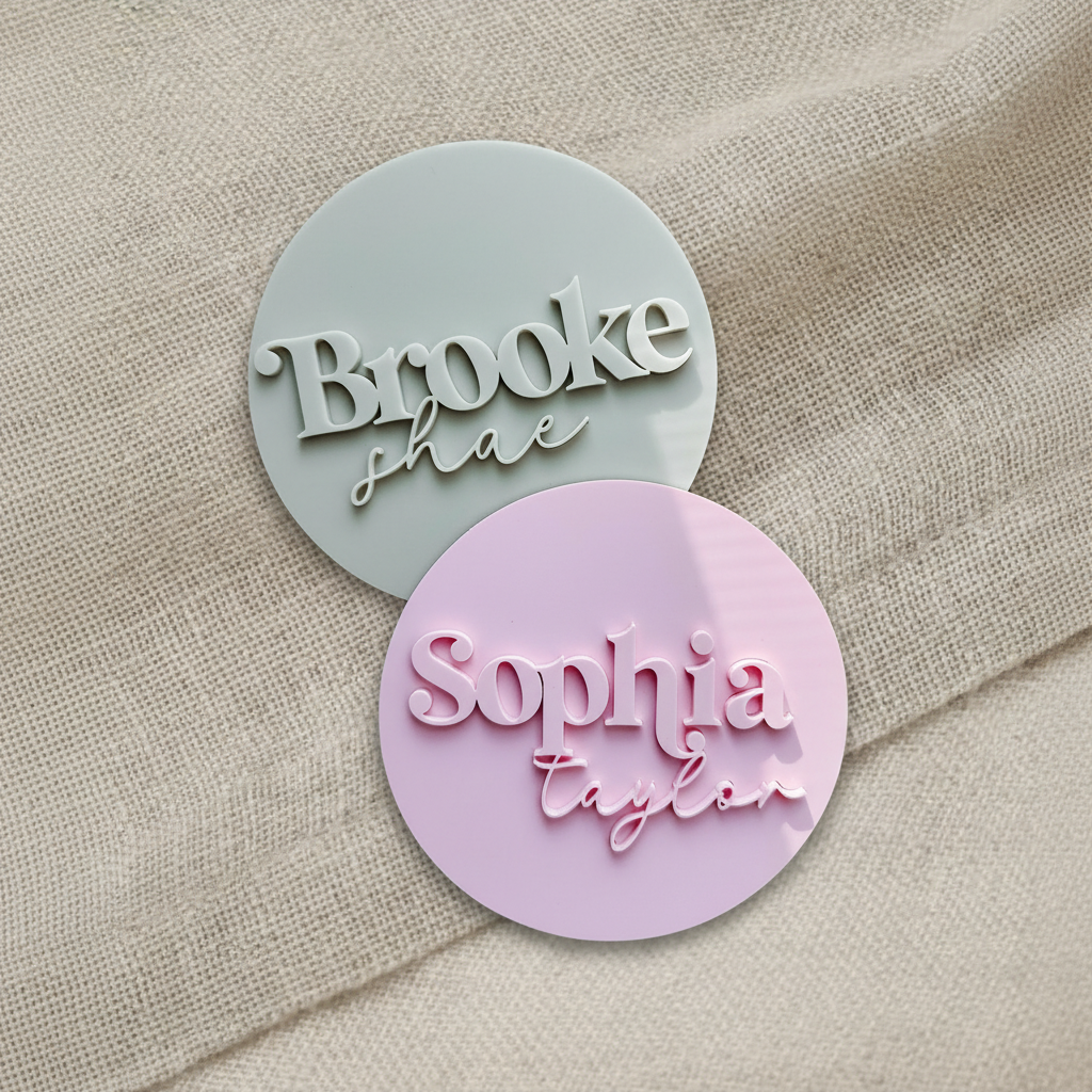 Acrylic Announcement Discs - Double Name
