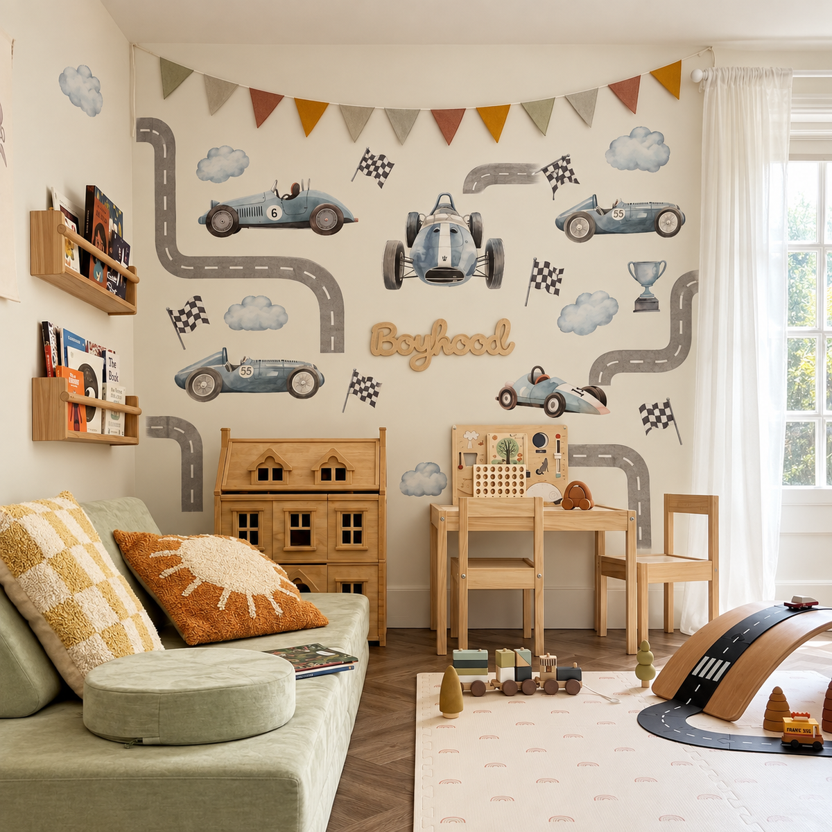 Vintage Racing Cars Wall Sticker Set