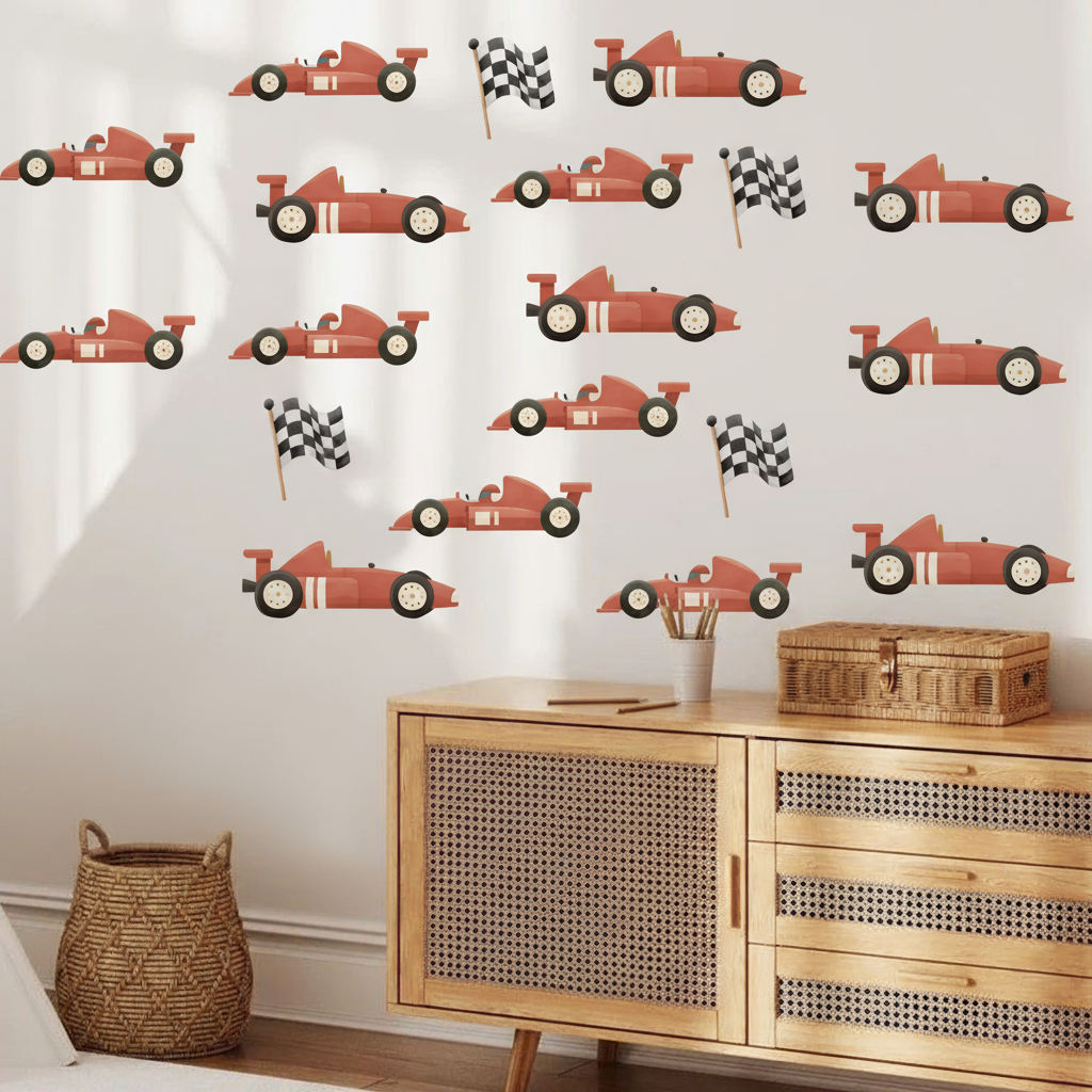 Red Racing Cars Wall Sticker Set