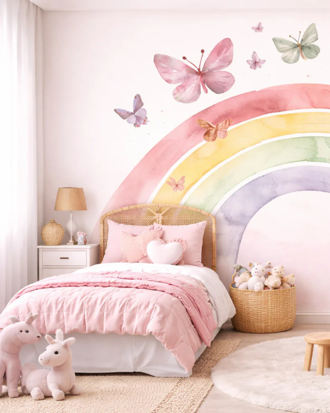 Boho Rainbow with Butterflies Wall Stickers Set