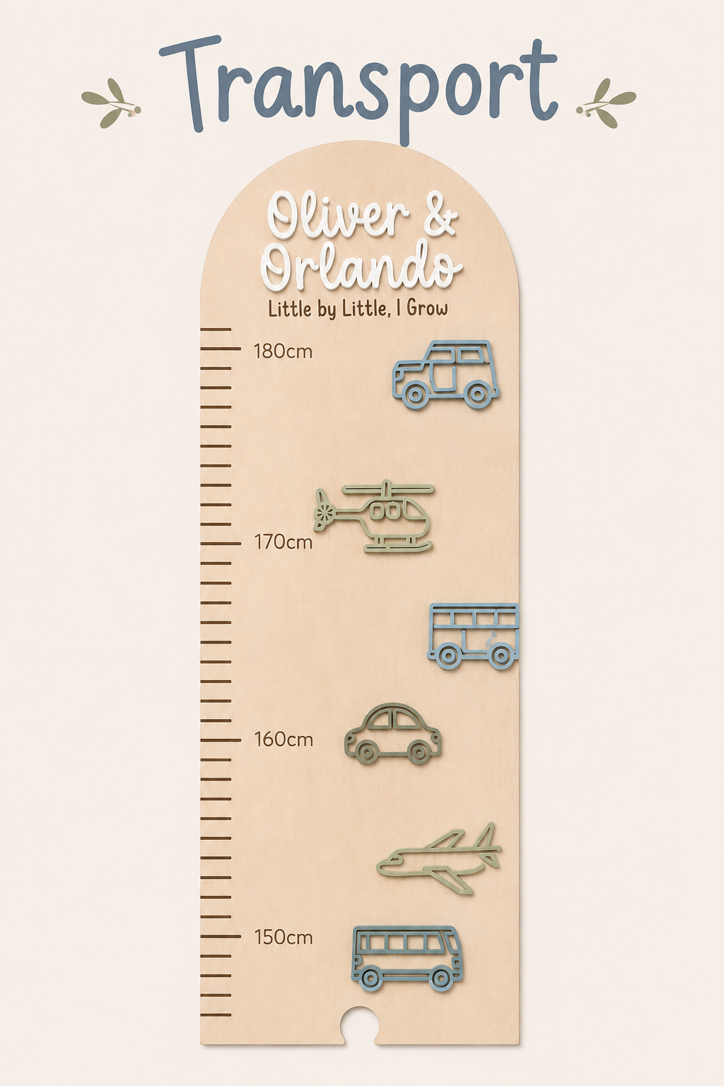 Personalised Wooden Height Chart - Themed