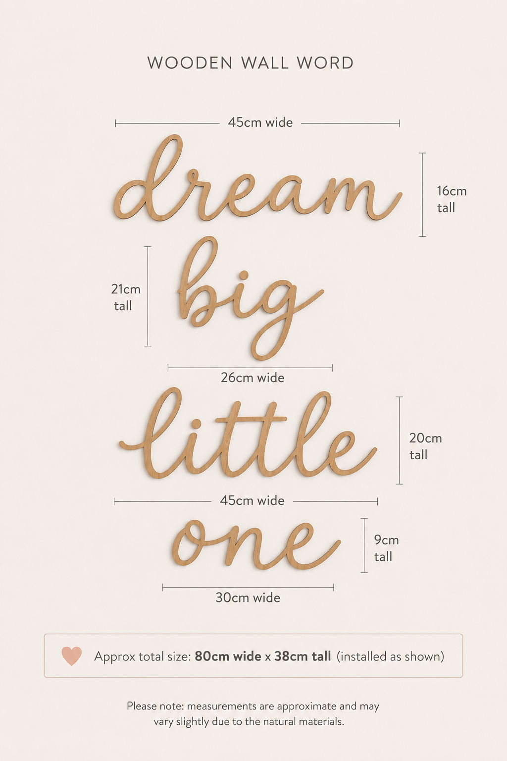 Dream big little one | Nursery Wooden Wall Words