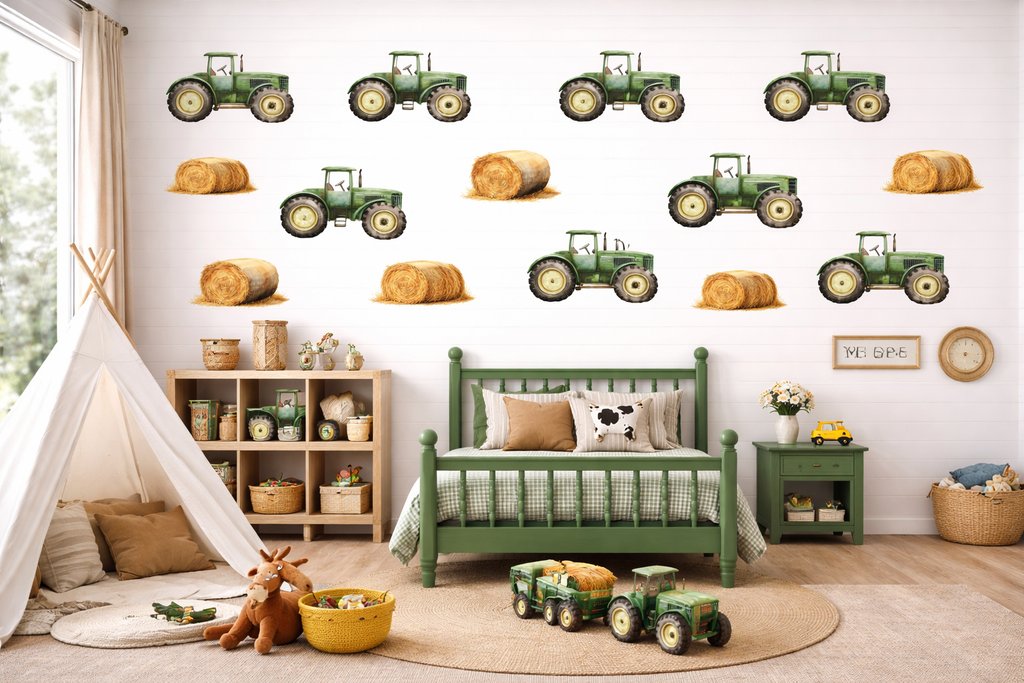 Green Tractor Wall Sticker Set