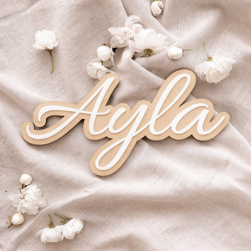 Double Mounted Name Sign with Wood