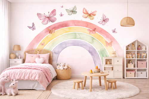Boho Rainbow with Butterflies Wall Stickers Set