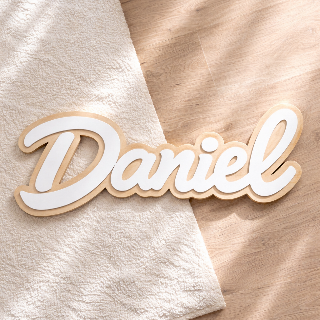 Double Mounted Name Sign with Wood