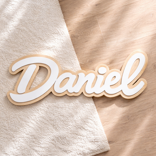Double Mounted Name Sign with Wood