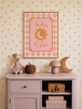 Pink Sun & Moon Wall Art | Retro Kids Wall Art