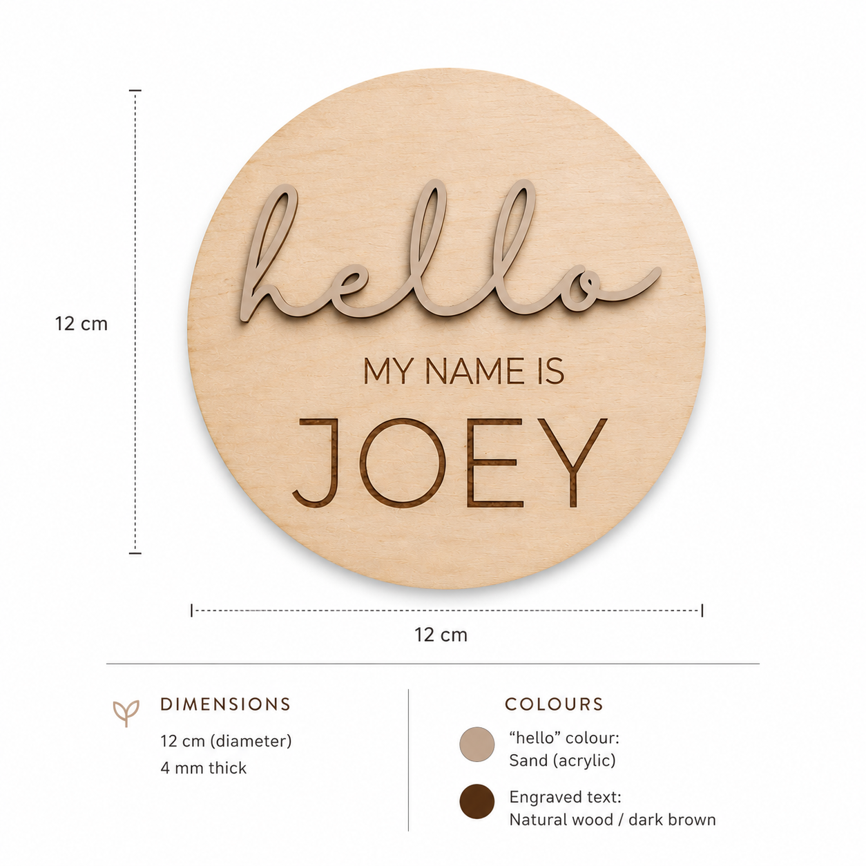 Personalised "Hello My Name Is" | Birth Announcement Disc