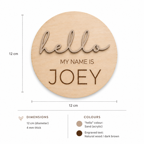 "Hello My Name Is" Birth Announcement Disc
