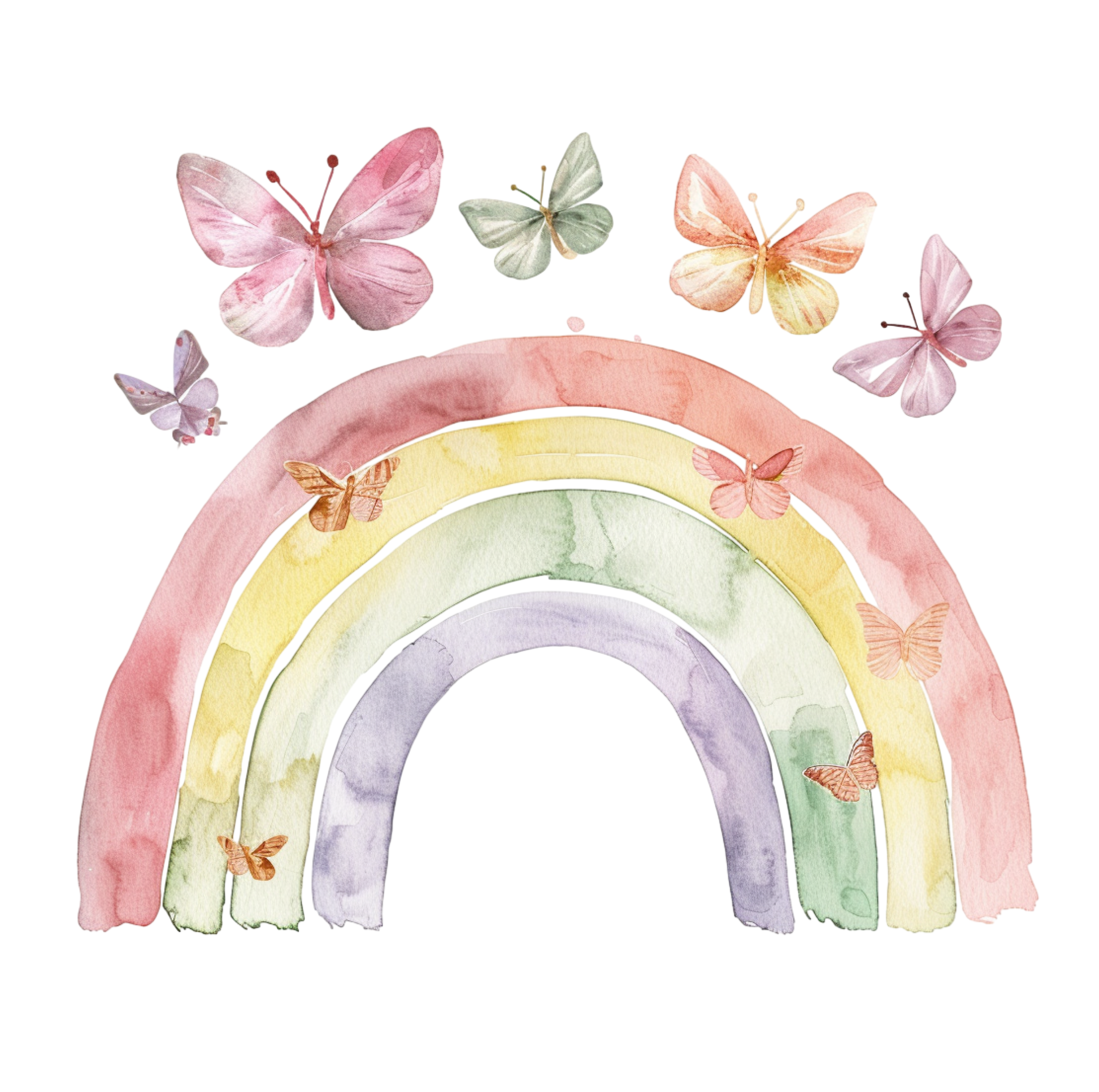 Boho Rainbow with Butterflies Wall Stickers Set