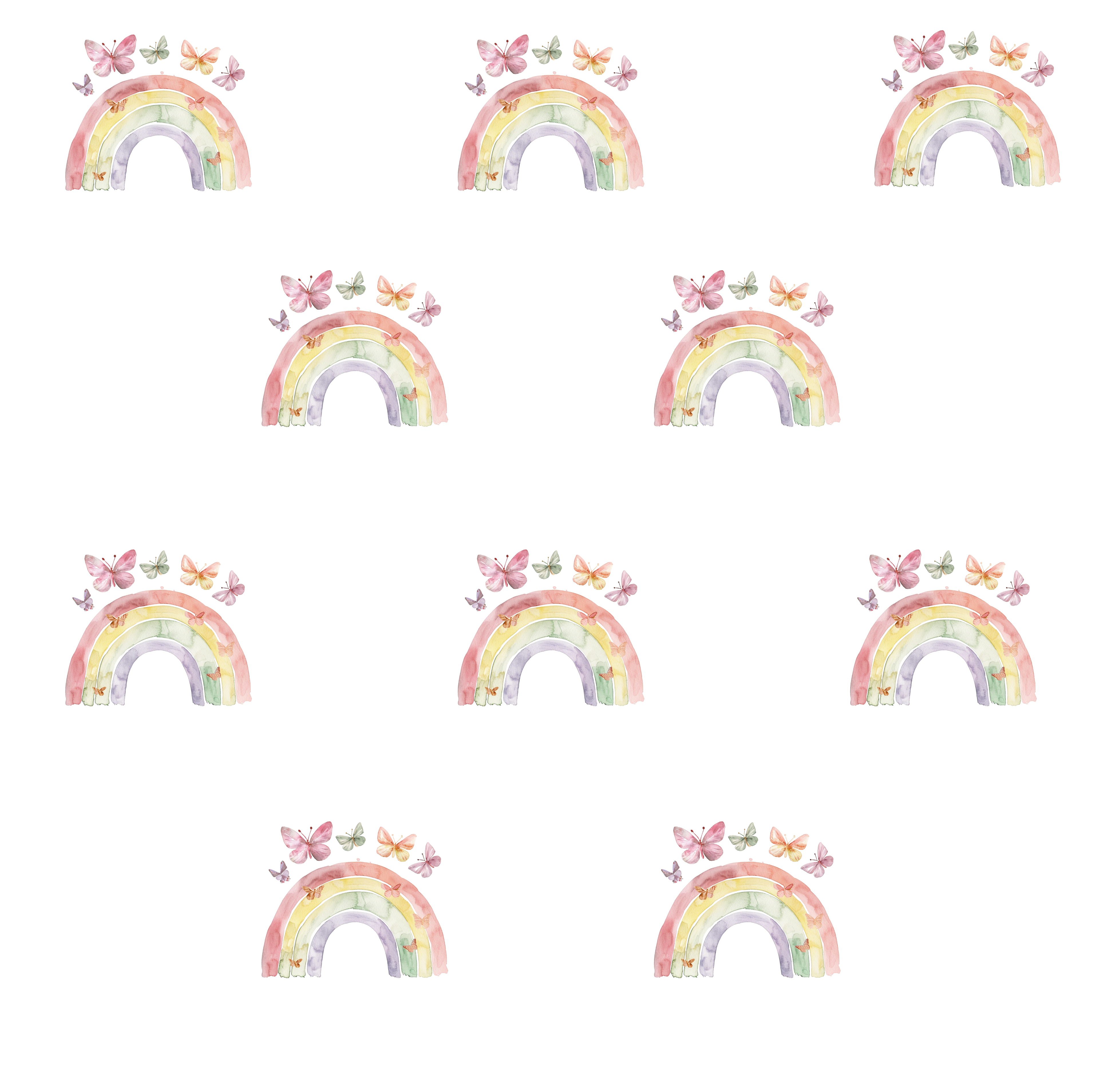 Boho Rainbow with Butterflies Wall Stickers Set