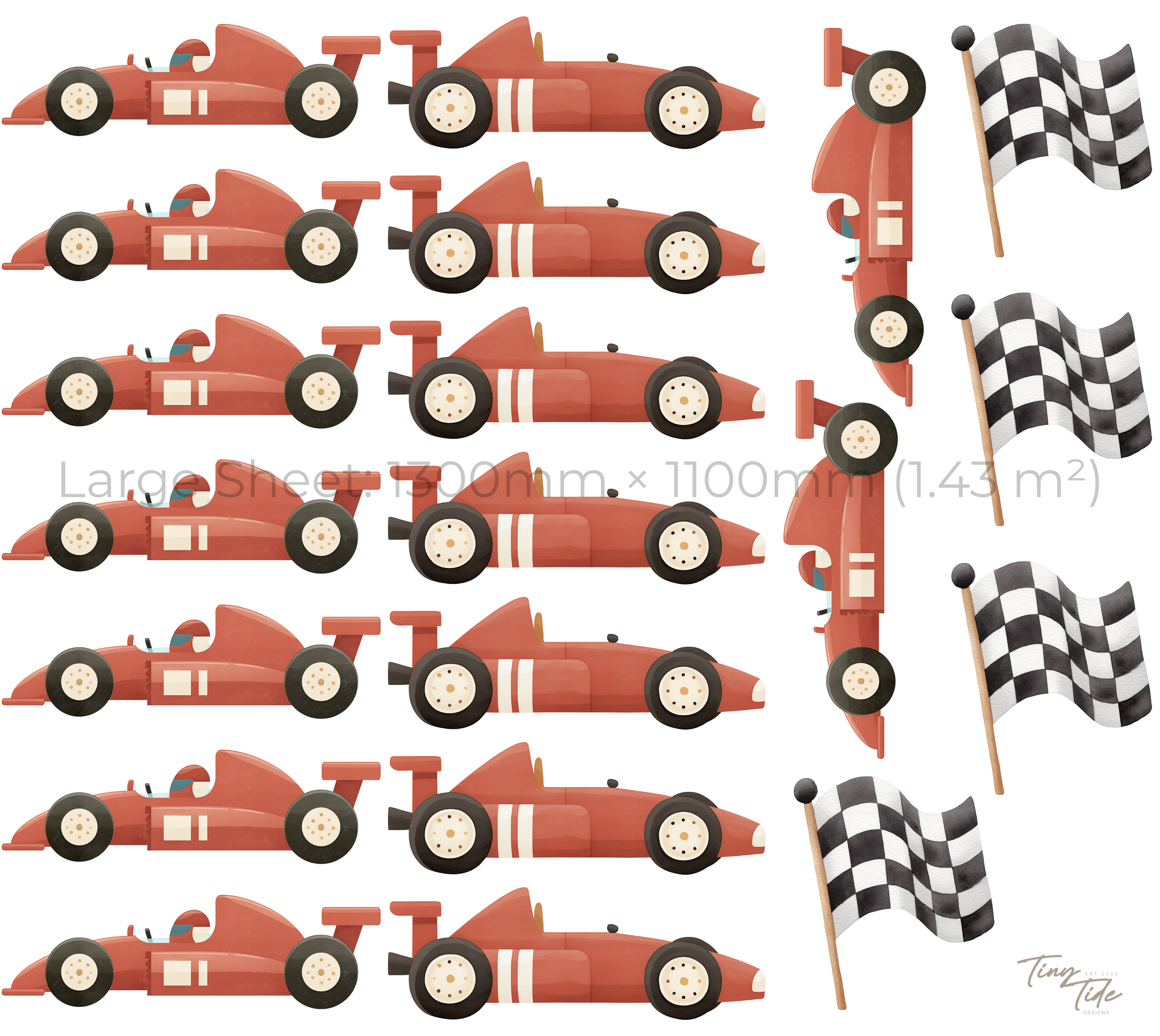 Red Racing Cars Wall Sticker Set