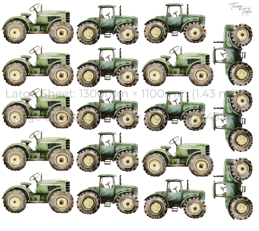 Green Tractor Wall Sticker Set