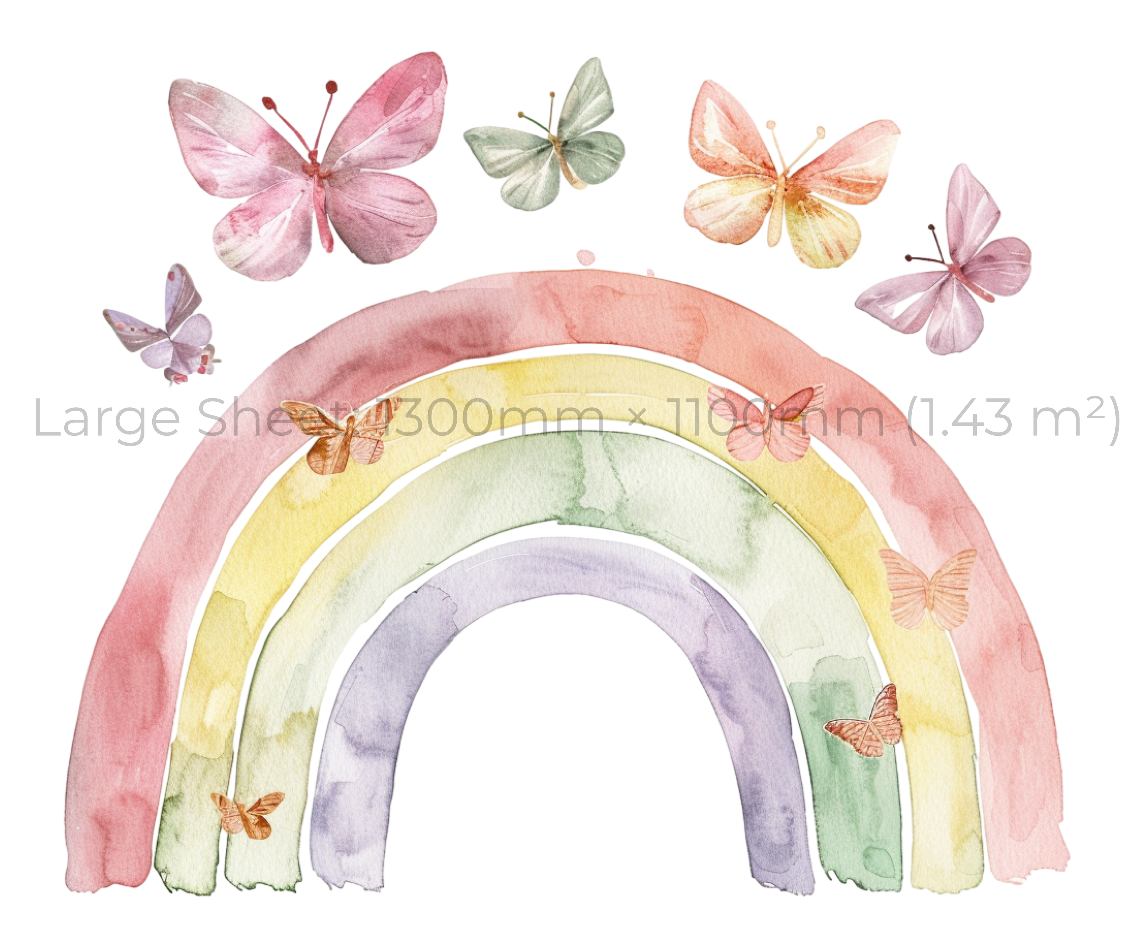 Boho Rainbow with Butterflies Wall Stickers Set