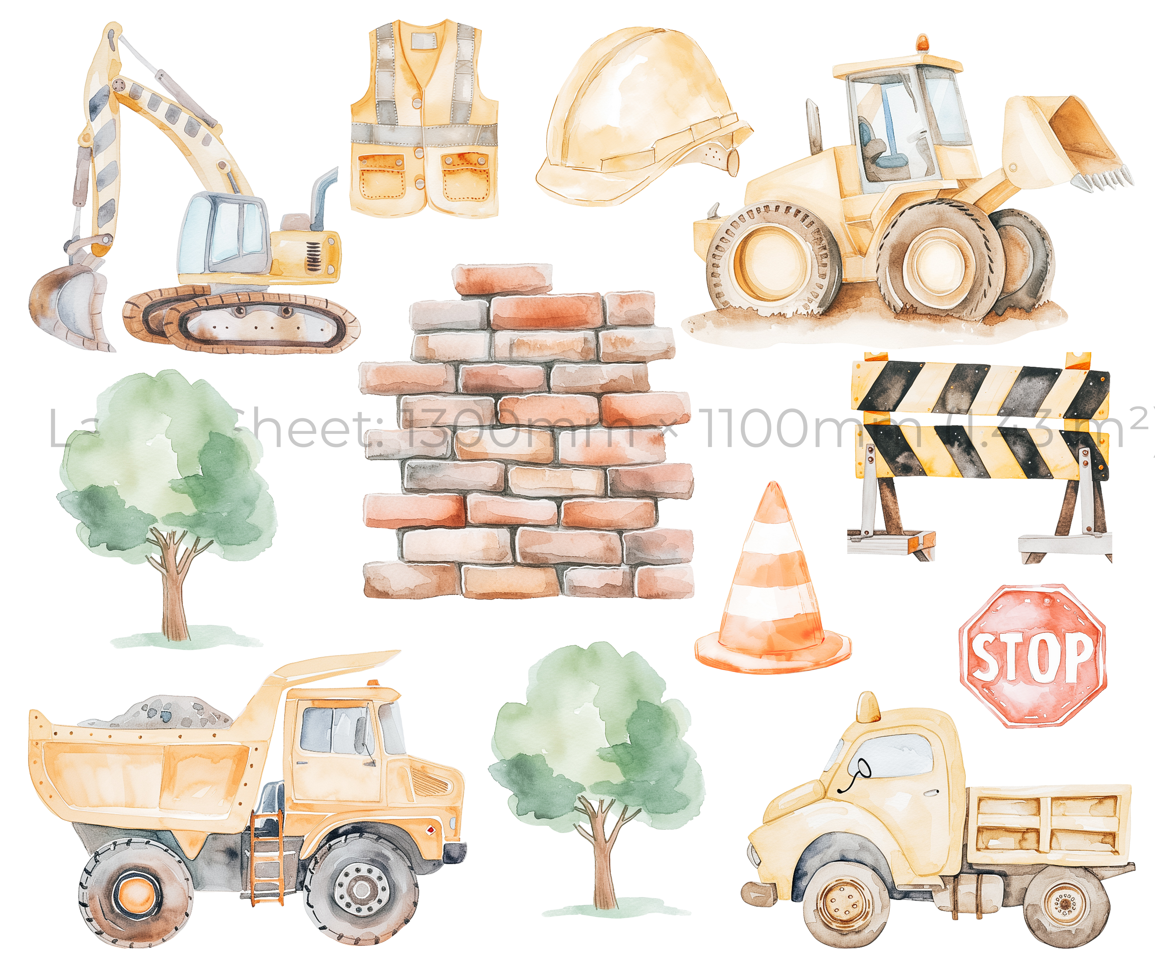 Construction Day Wall Stickers Set