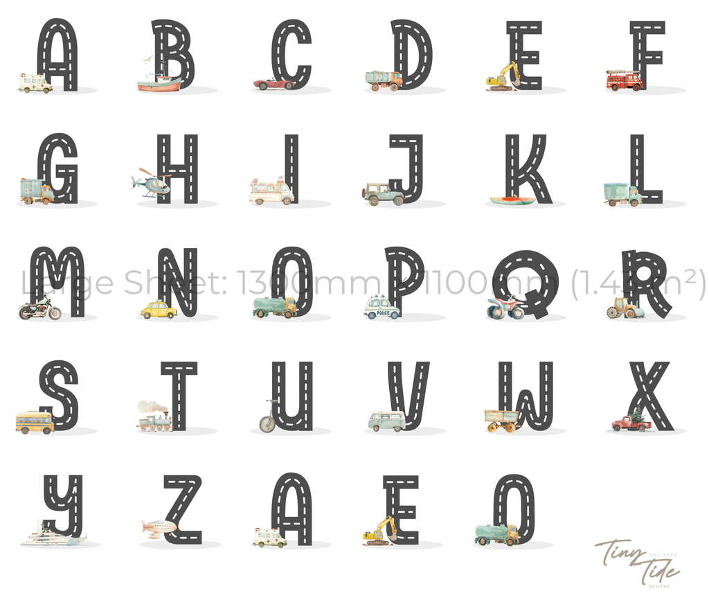 Road Letter Wall Stickers – Full Alphabet