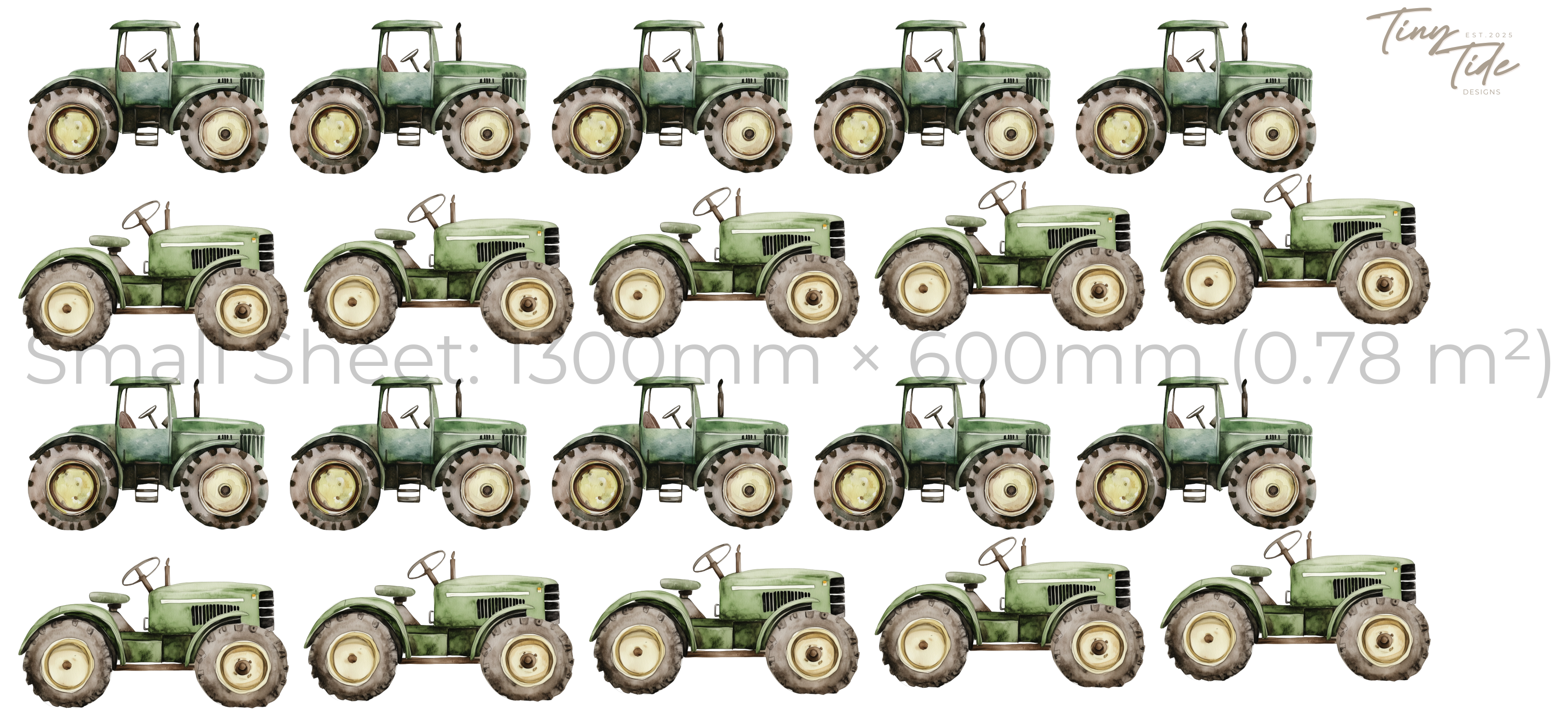 Green Tractor Wall Sticker Set