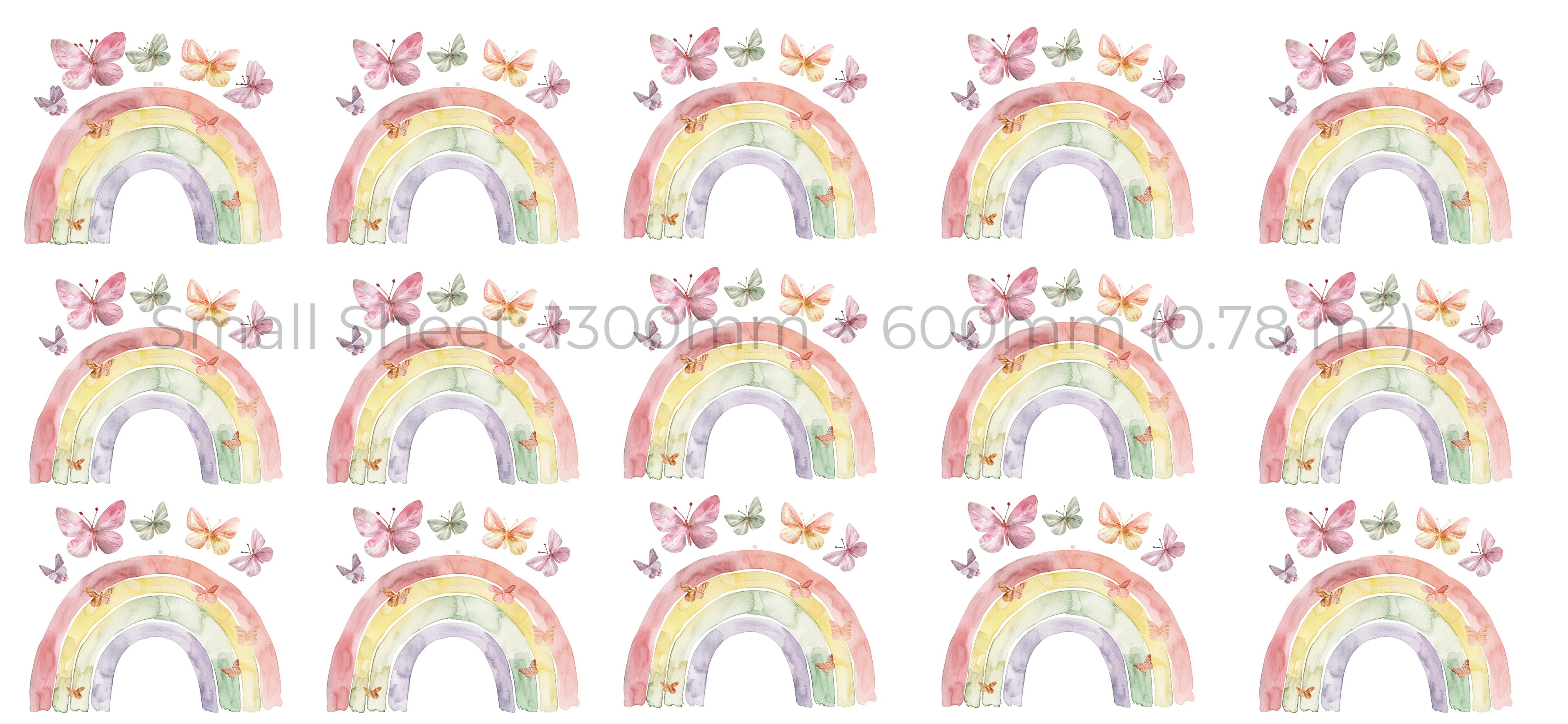 Boho Rainbow with Butterflies Wall Stickers Set