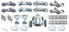 Vintage Racing Cars Wall Sticker Set