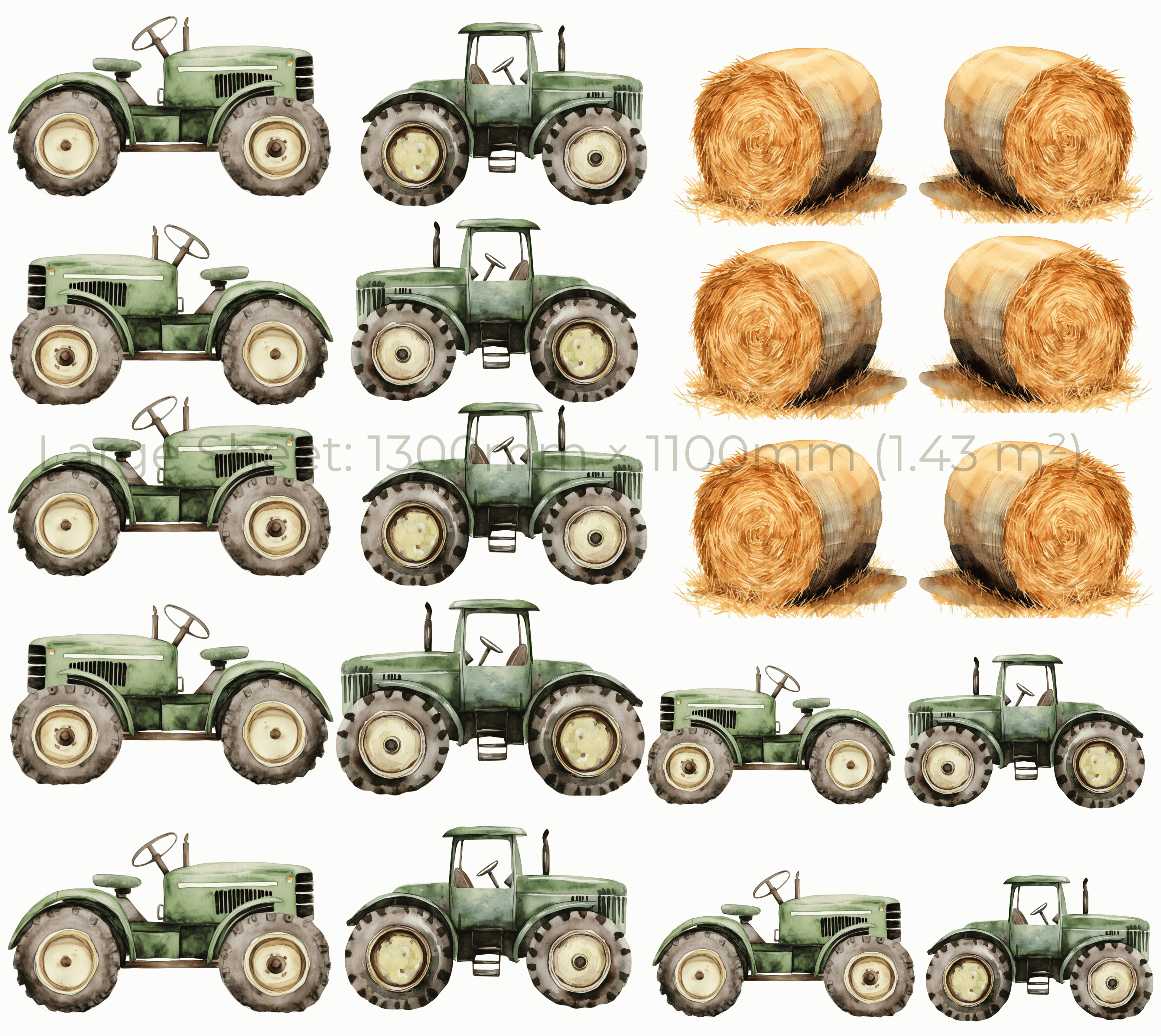Green Tractor Wall Sticker Set