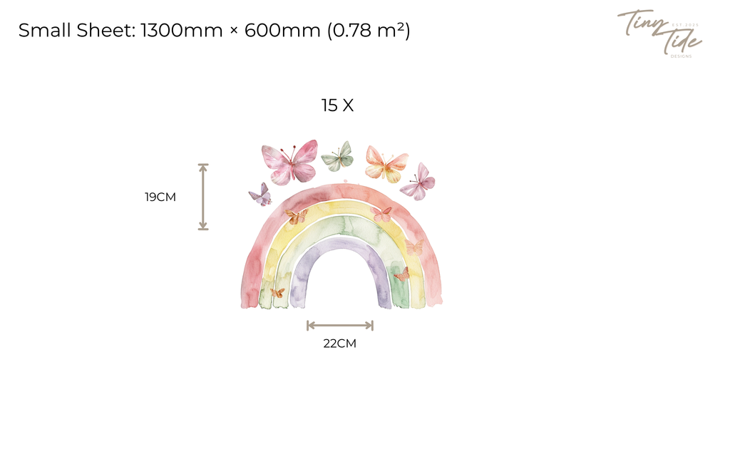 Boho Rainbow with Butterflies Wall Stickers Set