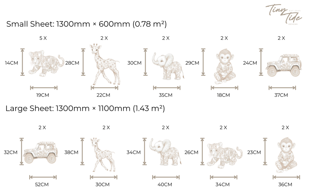 Neutral Safari Wall Sticker Set