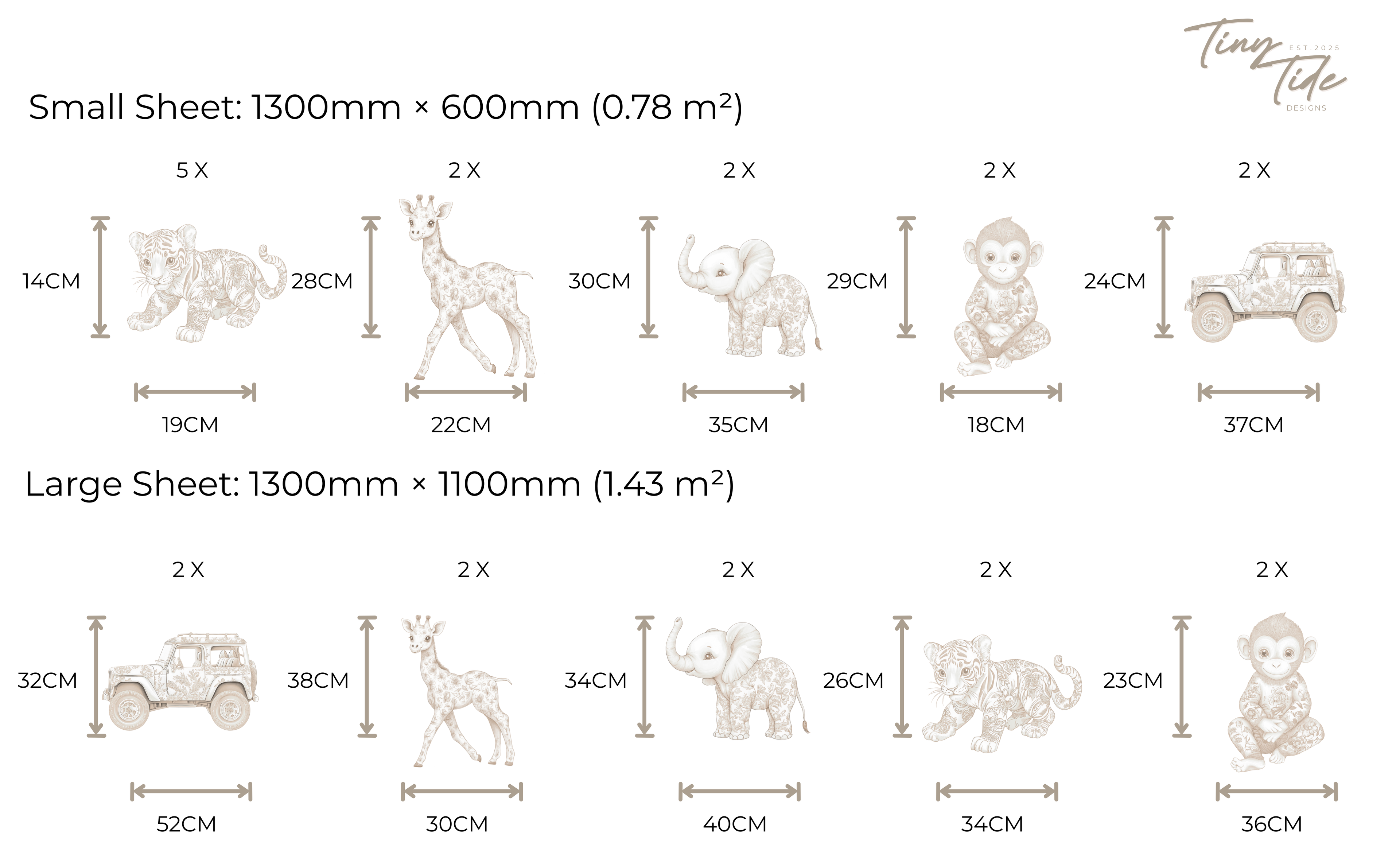 Neutral Safari Wall Sticker Set