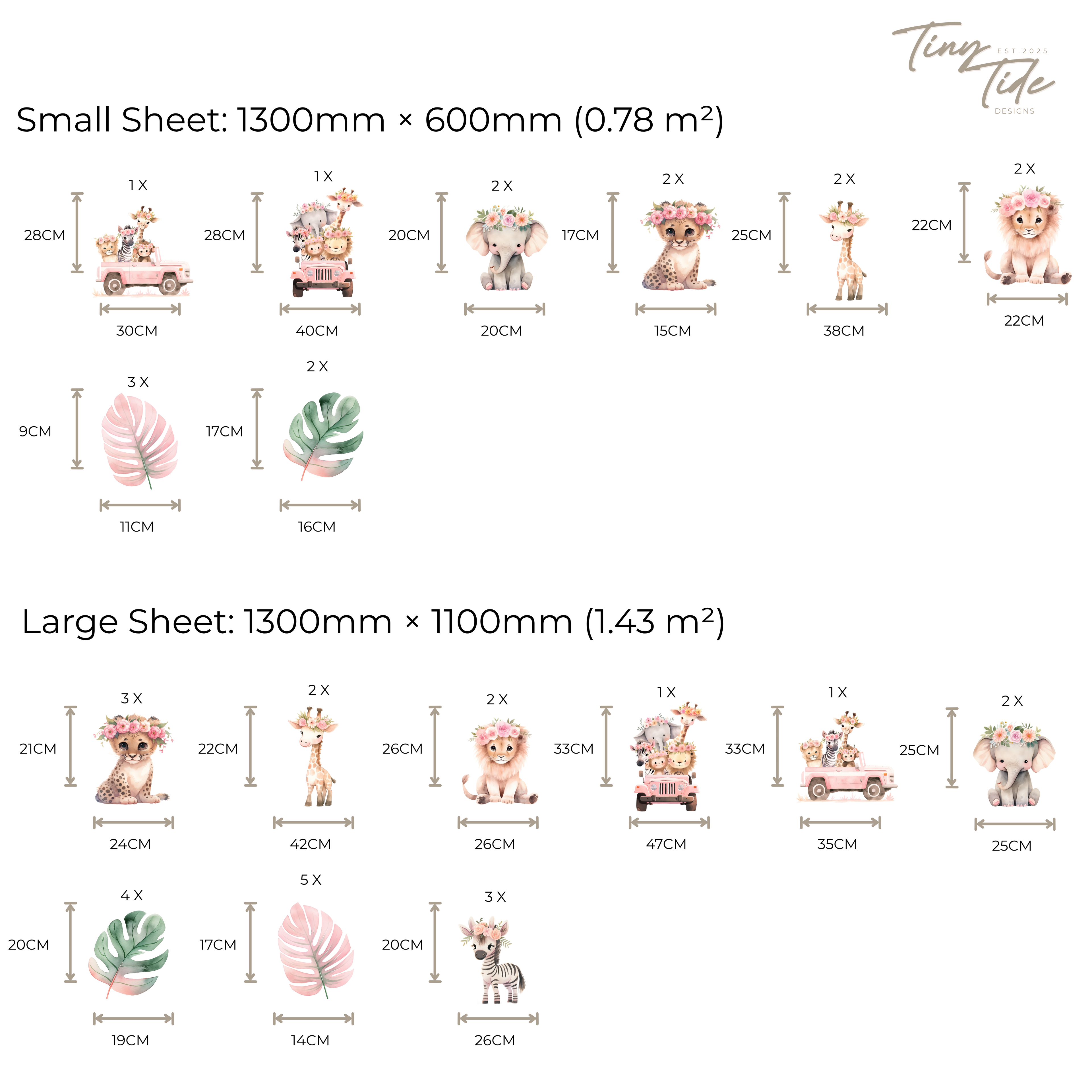 Safari Floral Wall Sticker Set