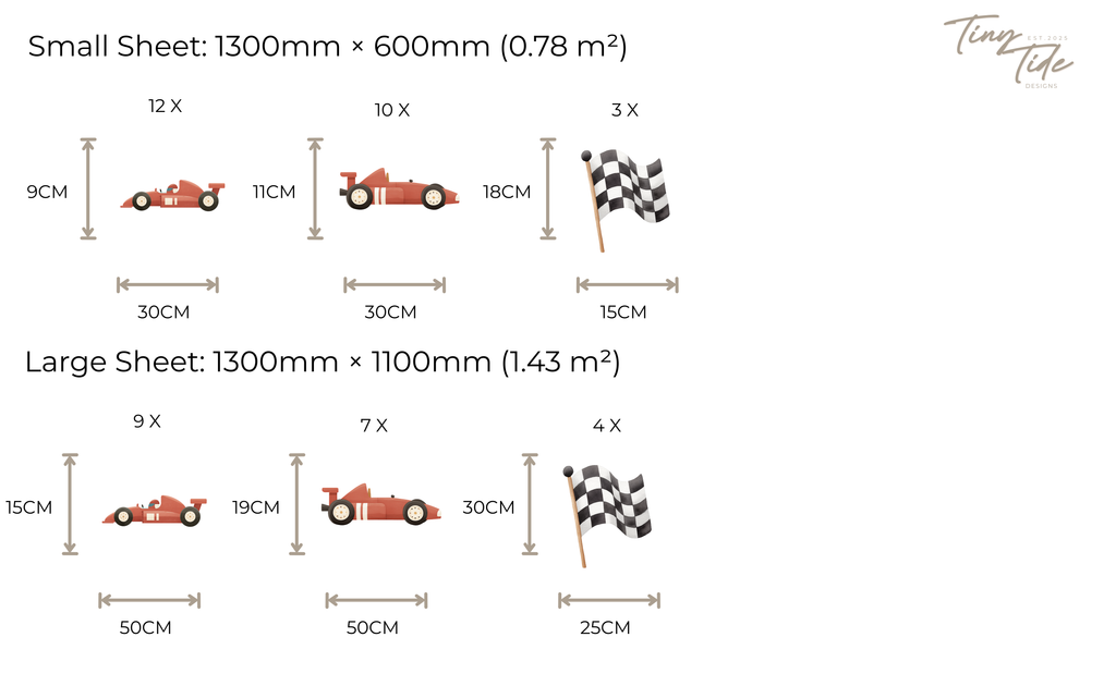 Red Racing Cars Wall Sticker Set