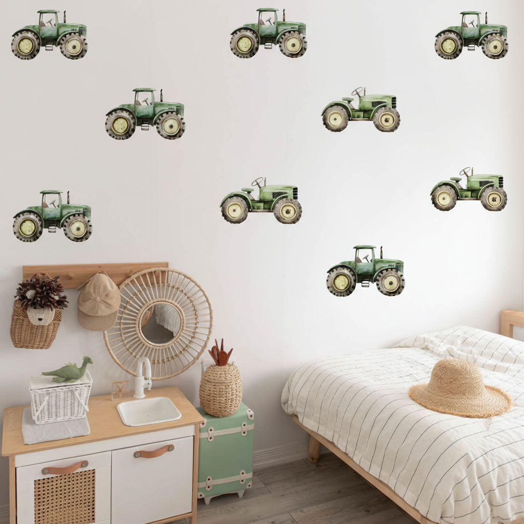 Green Tractor Wall Sticker Set