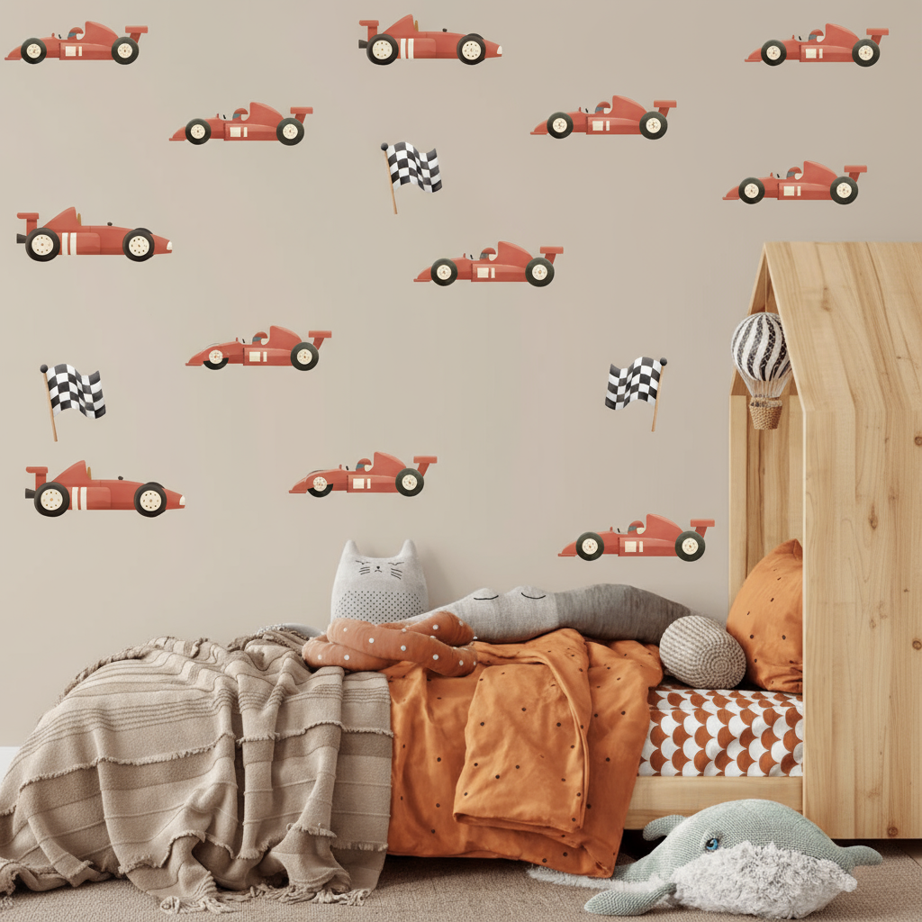 Red Racing Cars Wall Sticker Set