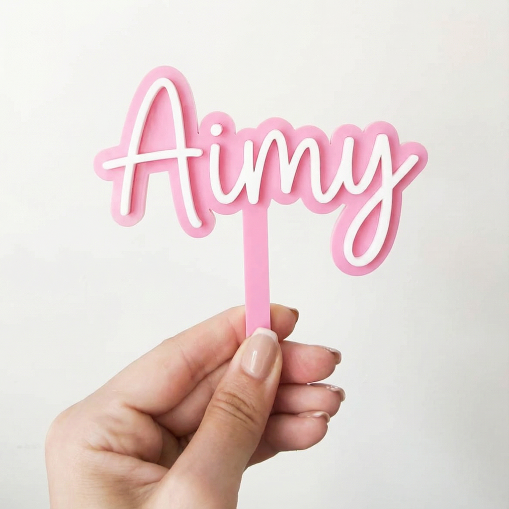 Double-Layer Acrylic Cake Topper – Single Word / Single Name