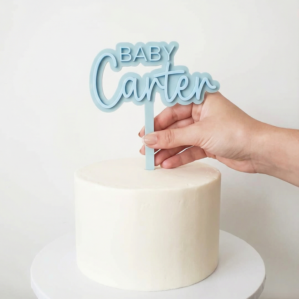 Double-Layer Acrylic Cake Topper – Custom Phrase / Name