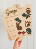 Personalised Forest & Friends wooden height chart lifestyle product photo